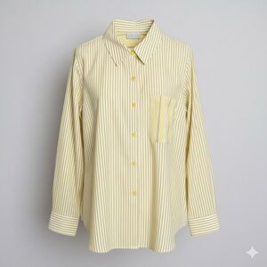 Joan Rivers Yellow and white striped button-up shirt size M